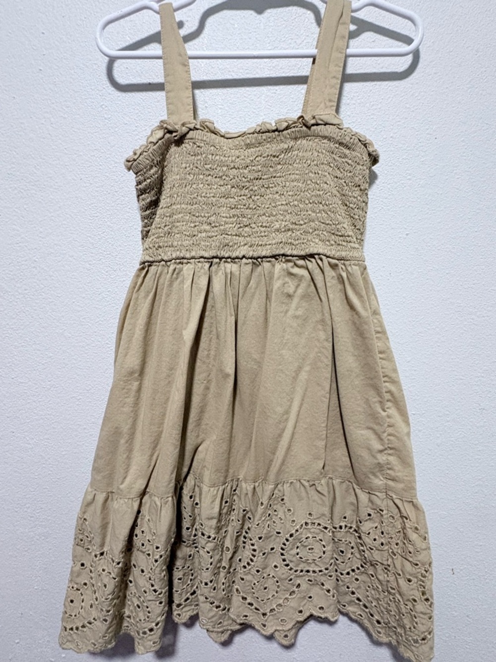 GAP Beige Smocked Eyelet Sundress